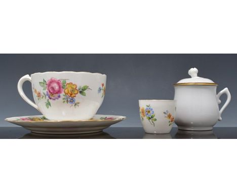 Set of six Royal Worcester plain white chocolate cups and covers, boxed and a new Chelsea bone china tea set etc.