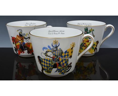 Set of six Hammersley & Co bone china breakfast cups and saucers, Medieaval Knights (12).