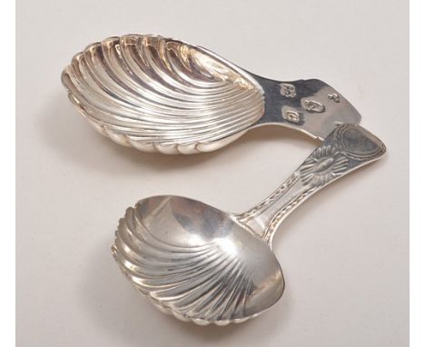 George III silver caddy spoon, circa 1800, scallop bowl, bright cut engraved decoration to the handle and a Silver Jubilee ca