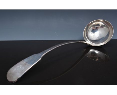 George IV Scottish silver ladle, Glasgow 1824, Fiddle pattern engraved initials, 7oz.