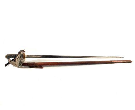 An 1895/97 model Artillery Officer's sword with leather scabbard