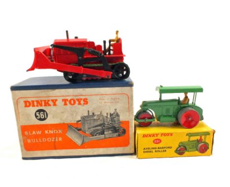 A boxed Dinky Toys S61 Blaw Knox Bulldozer and a boxed Dinky 251 Aveling Barford Diesel Roller