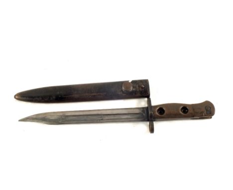 A L1A3 bayonet and scabbard for the LIAI S.L.R. rifle
