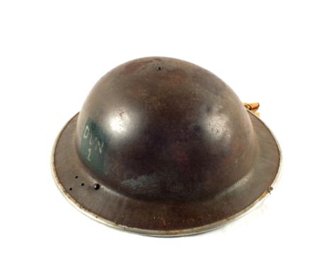 WWII Divisional marked British helmet, Dvn 1 (1st Devonshire Home Guard)