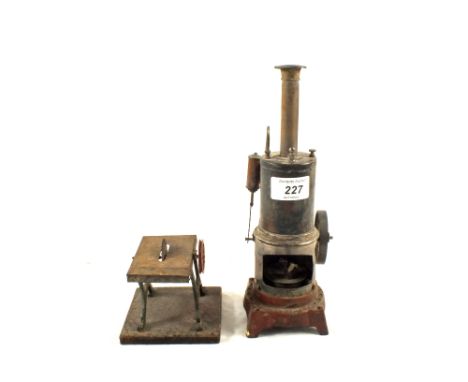 A model vertical steam engine and a circular saw