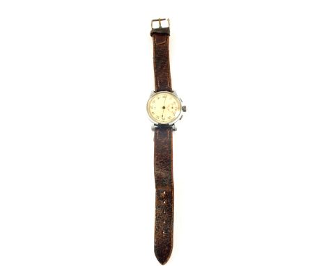 A WWII era military thirty minute wristwatch timer, with original pig skin strap