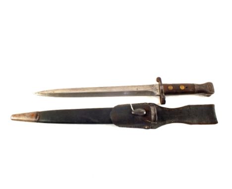 A Boer War era model 1888 Mk I, 2nd type bayonet with Mk I scabbard and leather frog blade marked Wilkinson 10/99