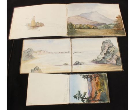 Eleven Victorian artists sketch books containing watercolours