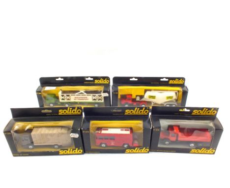 Five window boxed Solido models No.374, No.375, No.376, No.379 and No.388