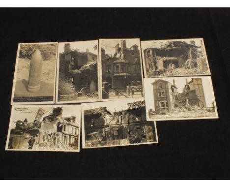 A collection of fourteen postcards depicting different scenes from the bombardment of Lowestoft on the 25th April 1916 (a rar