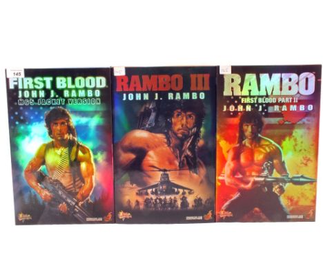 Boxed Hot Toys First Blood Rambo plus parts two and three