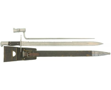  1. Vetterli Säbelbajonett 1887 für Spielleute, KL 480mm, TL 604mm, Klinge einseitig geschliffen, Sägerücken, einseitiger Hoh