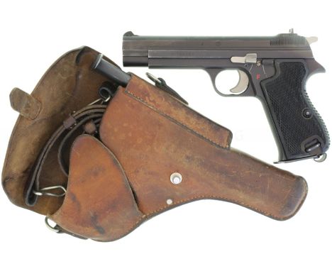  LL 120mm, sandgestrahlte, brünierte Ganzstahlwaffe mit SA-Abzug. Kimme und Korn seitlich eingeschlauft, schwarze Syntogengri