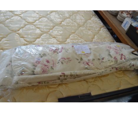 A pair of interlined curtains with hooks, approx. 108cm wide x 218 drop