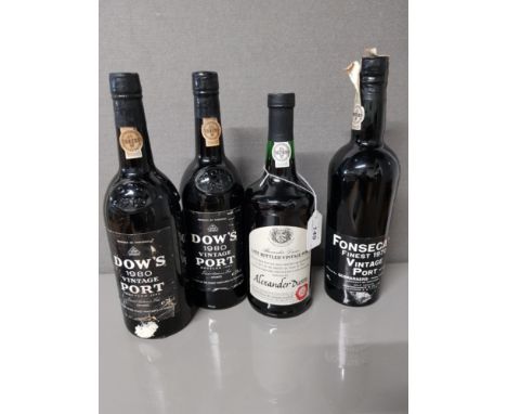 2 BOTTLES OF DOWS 1980 VINTAGE PORT A BOTTLE OF FONSECAS 1970 VINTAGE PORT AND A BOTTLE OF ALEXANDER DUNN
