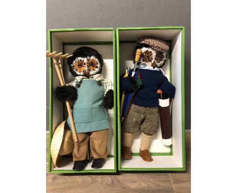 2 VINTAGE OWLMAN TOYS FARMER AND GOLFER BOTH BOXED AND WITH ACCESSORIES