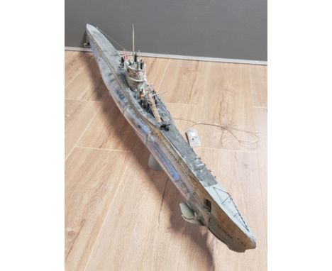 GERMAN NAZI MODEL U BOAT AND CREW WITH INSIDE LIGHT UP DISPLAY