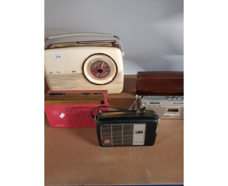 4 VINTAGE RADIOS BUSH VTR103 STANDARD RADIO CORP TR8 CURZON PERDID  ULTRA 6114 AND PHILIPS MICRO CASSETTE RECORDER
