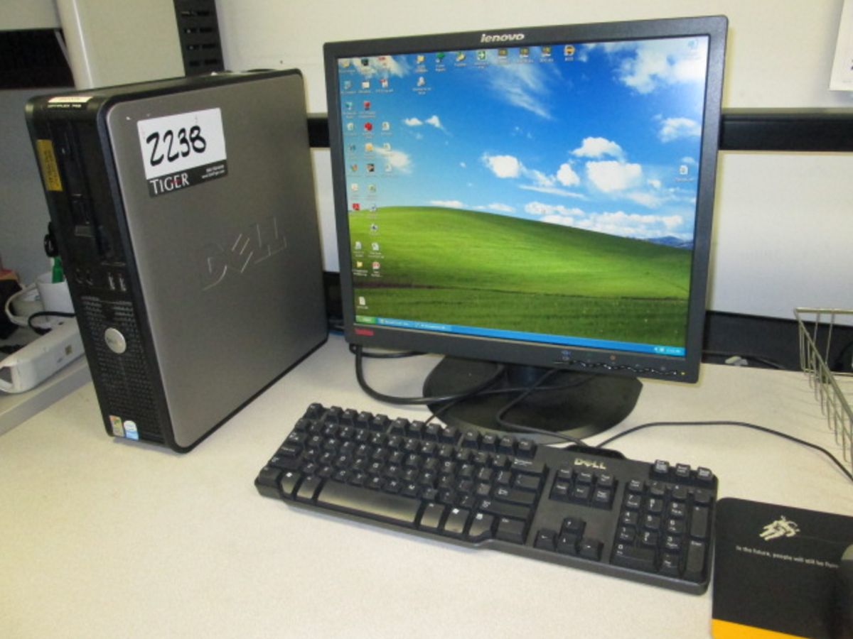 Dell Optiplex 745 Cpu 19in Lenovo Monitor W Keyboard And Mouse Includes Computer Workstation