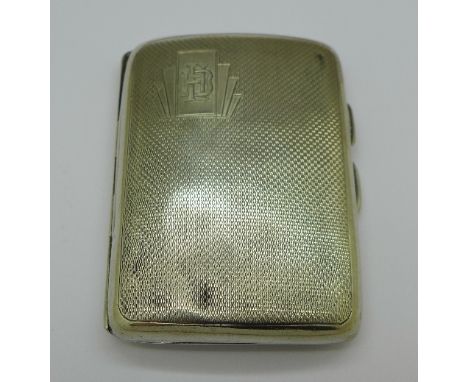 A silver cigarette case, with initials, 49g