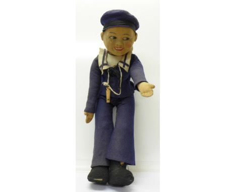 A Merrythought large sailor boy felt doll, 64cm