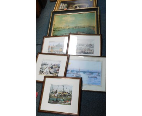 Pictures and prints, after L S Lowry Industrial Landscape, VE Day Celebrations, Canal Bridge and The Canal, tavern scenes, co