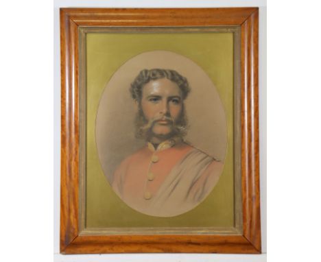 ENGLISH SCHOOL, 19th century. A portrait of a military officer, Pastels on paper, 20” x 16” (oval), framed &amp; glazed (29½”