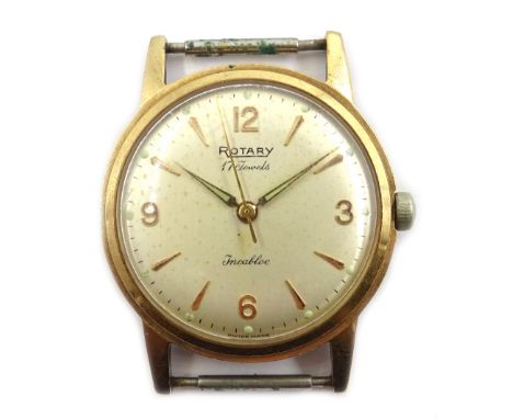 Rotary 9ct gold gentleman's Incabloc wristwatch Condition Report 31.4gmticking away, spots to dialClick here for further imag