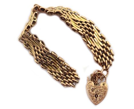 9ct rose gold gate bracelet, hallmarked  Condition Report Approx  25.7gm, brokenClick here for further images, condition, auc