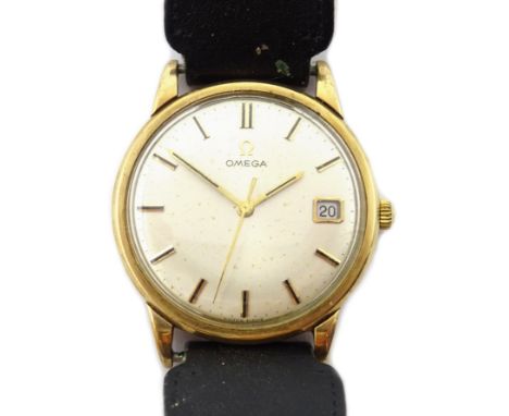 Omega 1960's 9ct gold gentleman's presentation automatic watch, with date aperture Condition Report ticking away, spots to di
