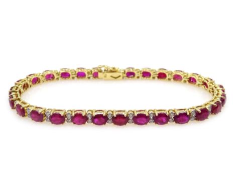 18ct gold ruby a diamond line bracelet, stamped 750, rubies approx 13.3 carat Condition Report Click here for further images,