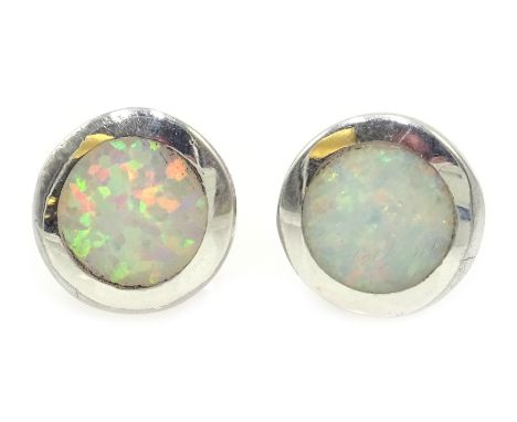 Silver opal stud earrings, stamped 925 Condition Report Click here for further images, condition, auction times & delivery co