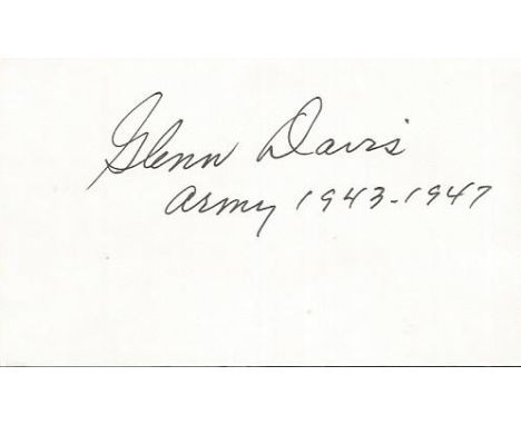 Glenn Davis US Army 1943-47 West Point signed Card. Good condition. All signed items come with Certificate of Authenticity. C