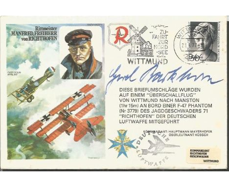Gerd Barkhorn signed cover. Hans Rossbach variation of the Von Richtofen Historic Aviator cover, numbered 20 of 648 (a nice l