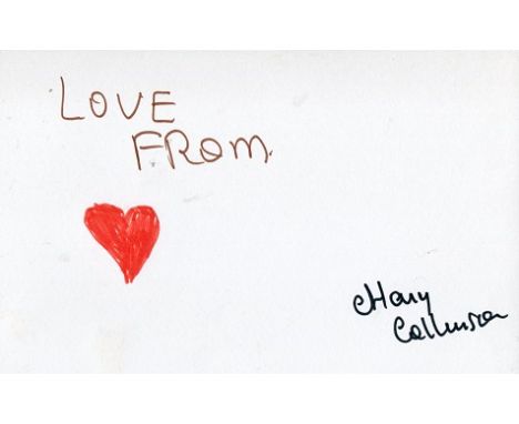  PLAYBOY - 8x5 inch white card with a doodle hand drawn by Mary Collinson one of the original Playboy twins, who has also sig