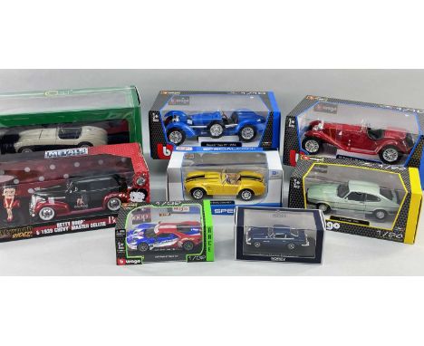 ASSORTED BURAGO & OTHER SCALE MODEL VEHICLES, including Burago 1:18 Alpha Romeo 8C 2300 Spider Touring (1932) and Bugatti Typ