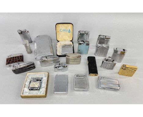 ASSORTED VINTAGE POCKET CIGARETTE LIGHTERS, including miniature Pengiun lighter and a cigarette case with integral lighter (2