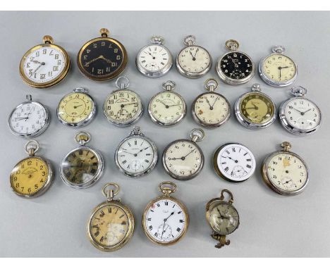 ASSORTED POCKET WATCHES, including Siro Railway Timer, Omega globe watch, two Goliath watches with cathedral hands, mainly ni