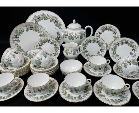 ROYAL WORCESTER 'LAVINIA' PATTERN BONE CHINA TEA SERVICE FOR TWELVE PLACE SETTINGS, including teapot, sugar bowl, milk jug, c