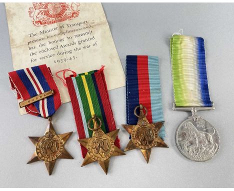WWII GROUP OF FOUR: William Thomas, 1939-45 Star, Atlantic Star, Pacific Star with Burma clasp, and War Medal 1939-45, with b