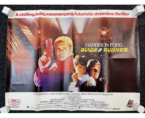 MOVIE POSTER, UK Quad, Blade Runner (Warner Bros - Harrison Ford / Sean Young / Rutger Hauer, 1982) (rolled, folded)