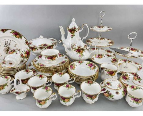 ROYAL ALBERT 'OLD COUNTRY ROSES' PATTERN TEA, COFFEE &amp; DINNER SERVICE, including teapot, coffee pot, six each of teacups,