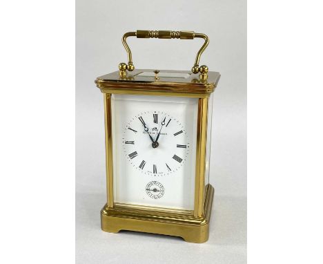 MODERN MATTHEW NORMAN GILT BRASS 8-DAY CARRIAGE ALARM CLOCK, model 1751CC, with Roman dial, Breguet hands, alarm, repeat push