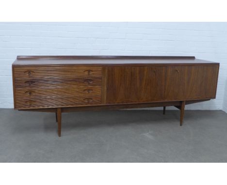 Robert Heritage for Archie Shine, a 'Hamilton' walnut veneered sideboard.  230 x 80 x 52cm.