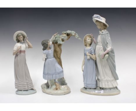 Three Nao figures, to include Mother &amp; Daughter, and two others, tallest 37cm (3)