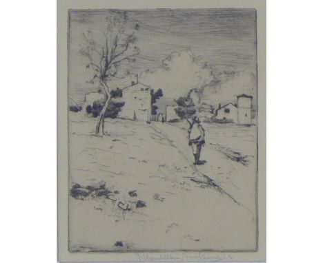 JAMES HAMILTON MACKENZIE, ARSA, ARE (Scottish 1875 - 1926) etching of an Italian Peasant, signed and framed under glass, 12 x