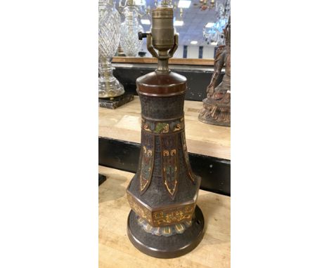 ORIENTAL BRONZE &amp; CLOISSONE LAMP 44CMS (H)