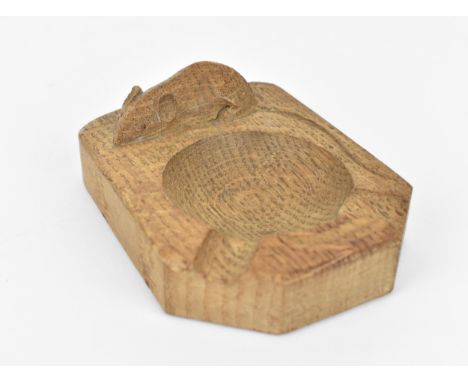 Robert Thompson of Kilburn (1876-1955) Mouseman ashtray, oak, with carved mouse signature, 10.2 cm wide 