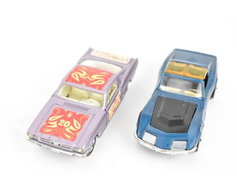 Corgi Toys - a pre-production Whizzwheels Chevrolet Corvette Sting Ray coupe in blue, together with Ford Mustang 'Fastback 2+