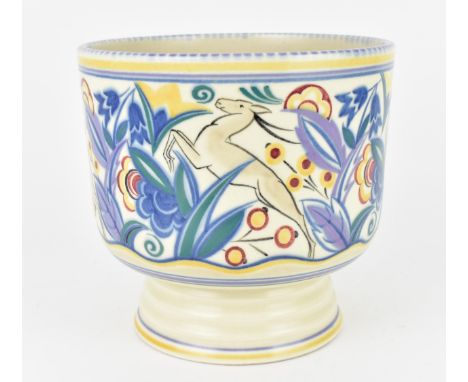 An Art Deco Poole Pottery vase in the 'Leaping gazelle' pattern, designed by Truda Carter, circa 1930, pattern 'TZ', raised o